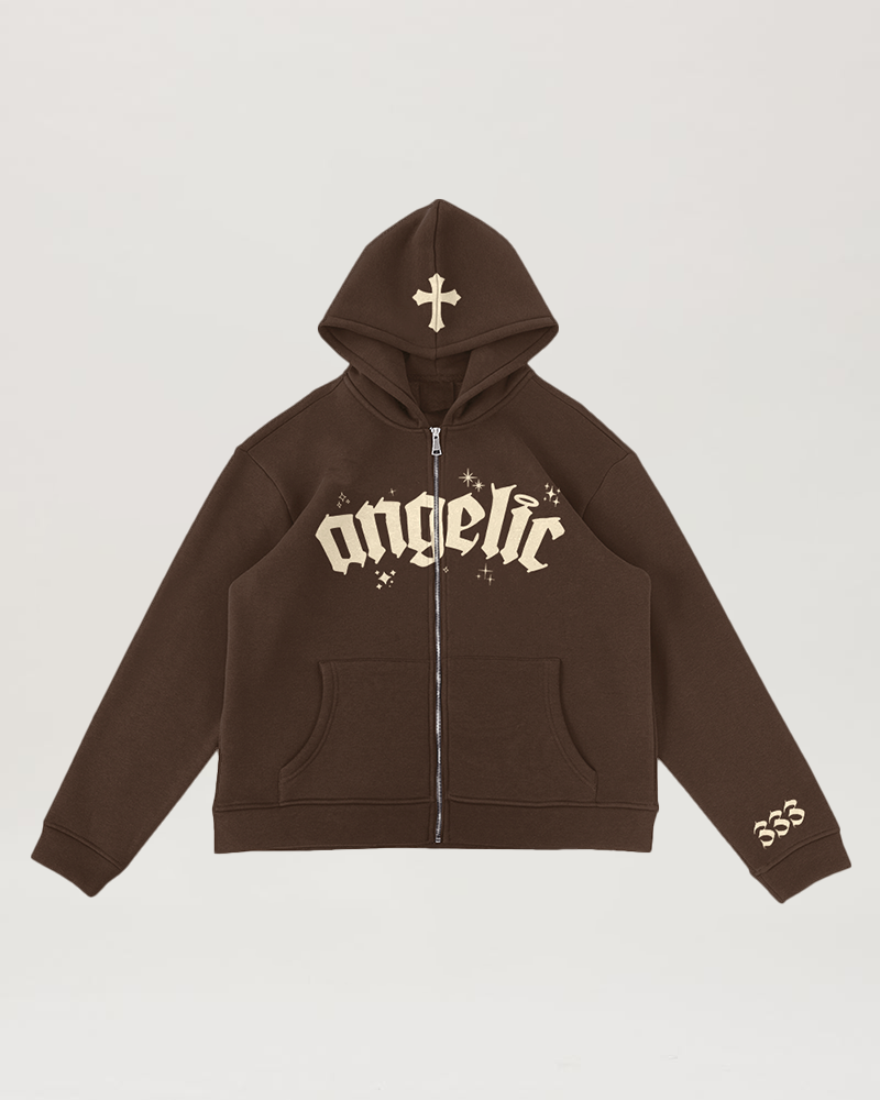 Mocha zip up discount hoodie